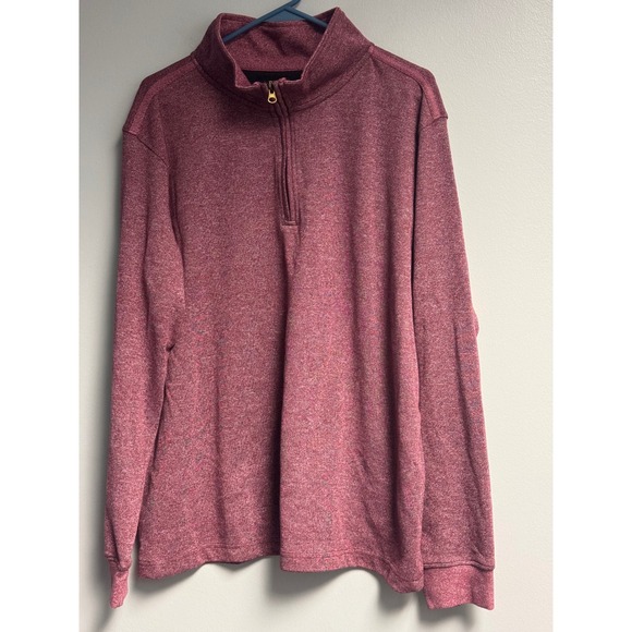 Fourcast Mens XL Quarter Zip Pullover Burgundy Mock Neck Sweater Outdoor Fish - Picture 10 of 14